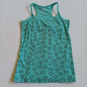 Curfew Sz M10/12Aqua Sleeveless Top With Cats All Over